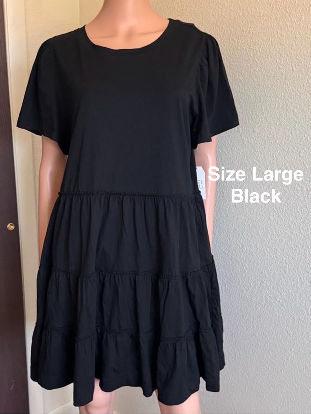 Time and Tru Women's and Women's Plus Cotton Swing Dress with Short Sleeves, L